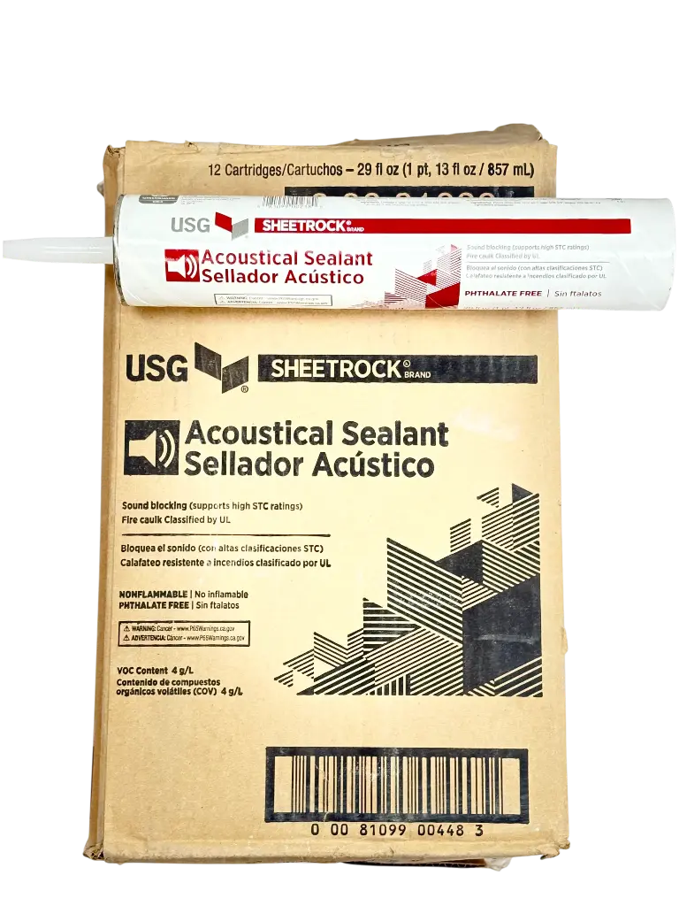 Acoustical Sealant caja con 12 tubos de 29 OZ / 0.822gr Pedido mínimo 1 palet con 60 cajas(720 tubos) tiempo de entrega 6-8 semanas